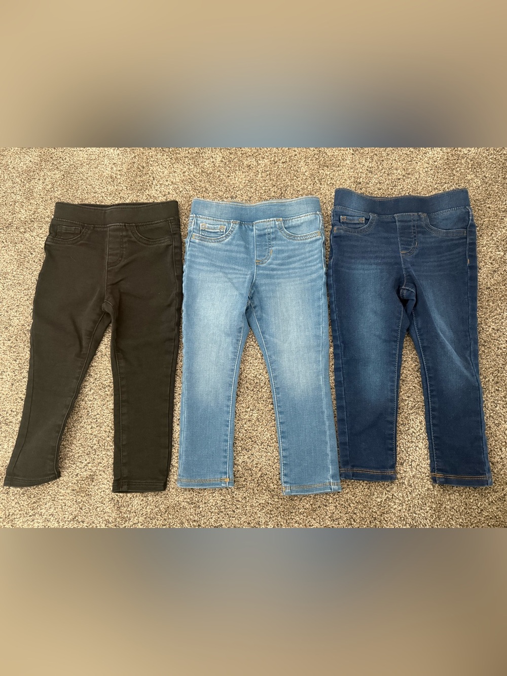 Jumping Beans 3 Pairs. Black, Light blue, Dark blue Skinny Jean Jeggings 3T
